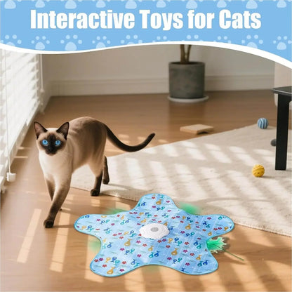 Electric Cat Interactive Hide and Seek Game Pet Toy with Moving Concealed Wand Feather Chargeable Automatic Cats Teaser Toy