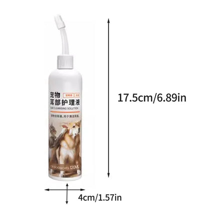 PetClear Pet Ear Care Solution 120ml Ear Cleaner Mite Removal Ear Drops Pet Ear Cleaning Products