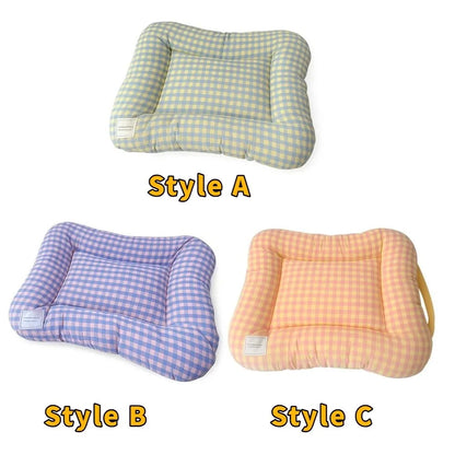 Breathable Warm Dog Bed Pad Macaron Soft Pet Sleeping Bed Non-slip Comfortable Plaid Dog Cushion for Cats and Dogs