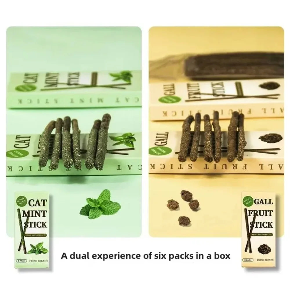 6pcs Natural Matatabi Cat Stick Mint Caught Bite Excited Rods Silvervine For Cat Teeth Cleaning Treating Pet Supply Cat Toys