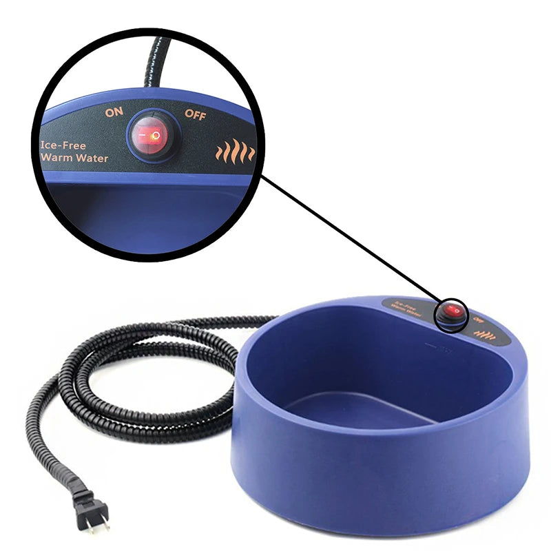 Winter No Freezing Heated Water Bowl for Outdoor Cats 2.2L Heated Dog Bowl Heated Pet Drinker for Chickens Rabbits Birds