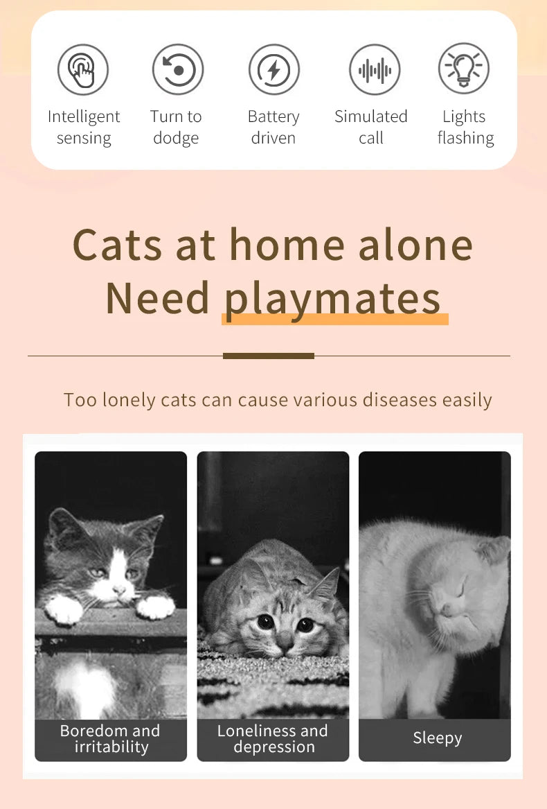 Smart Running Mouse Cat Toy Interactive Random Moving Electric Toys USB charging Simulation Mice Kitten Self-Playing Plush Toys