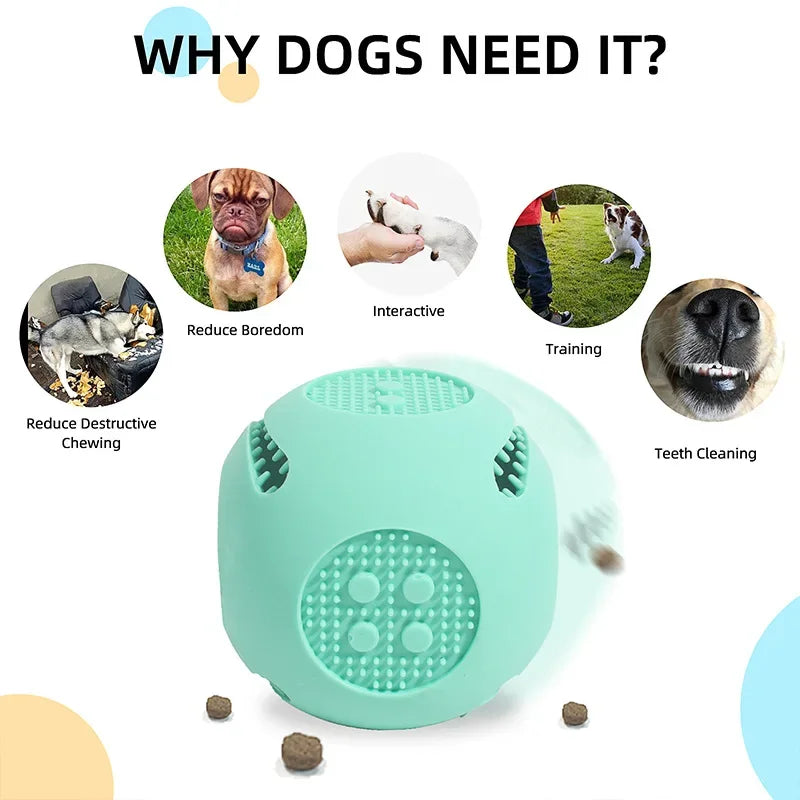 Silicone Pet Toys Dog Food Ball Tooth Cleaning Interactive Leaky Food Toy Slow Feeder Food Dispenser Pet Supplies Accessories