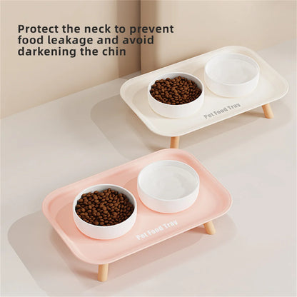Pet Ceramic Bowl Double-Way Anti-Splash Anti-Flip Cat Dish Neck Protection Dog Bowl Water Bowl Prevent Spill Dog Feeder