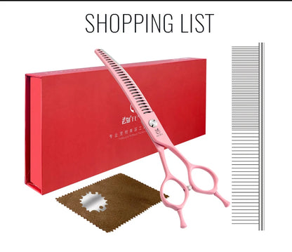 Fenice Dog Beauty Scissors Colorful 6.5/7/7.5 inch JP440C Professional Dog Grooming Scissors Curved Thinner Chunker Shears Tools