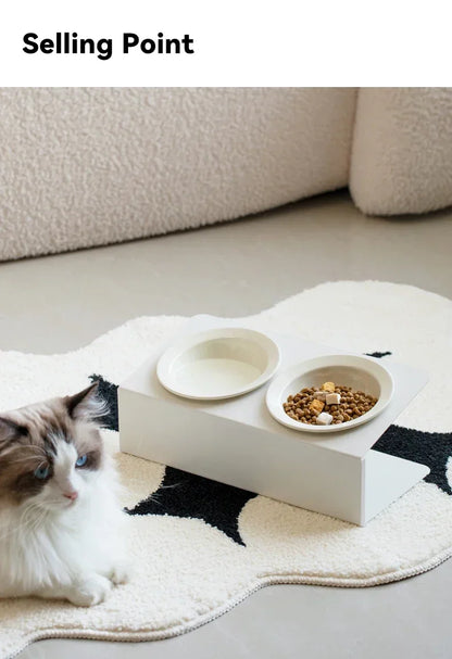 Cat Double Ceramic Bowl with Iron Stand Pet Elevated Raised Food Water Bowls Small Dogs Drinking Eating Feeding Supplies