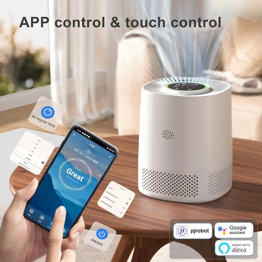 Smart WiFi Pet Air Purifier for Bedroom ,Filter Cleaner H13 True HEPA Filter Smoke Allergies Pet Dander Odor Dust, Office