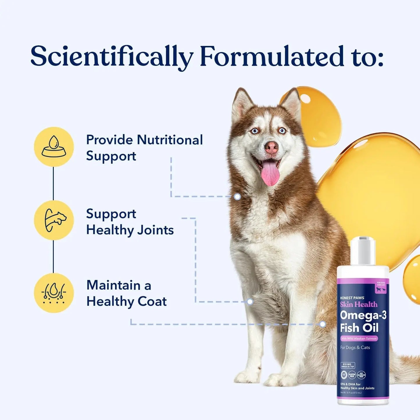 Salmon Oil for Dogs & Cats – Supports Skin, Coat, Joints, Heart – Natural Wild Alaskan, 16 oz