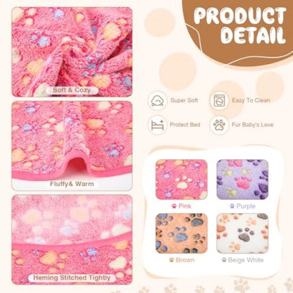 4 Pack Fleece Dog Blankets for Puppy Cats Multi-Size Sleep Mat for Pet Guinea Pig Soft Washable Warm Crate Bed Puppy Teething T
