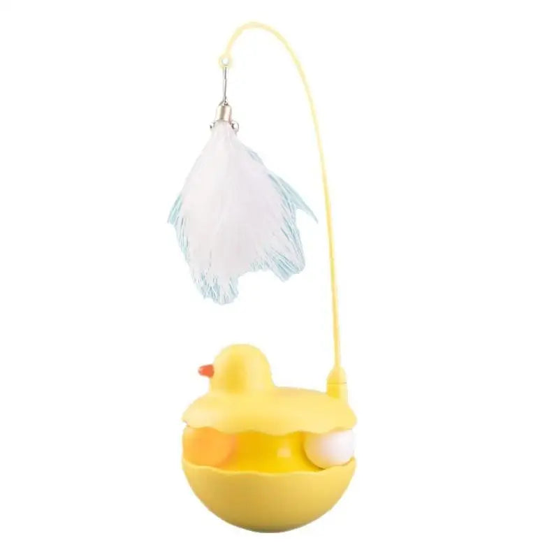 {QTG333} Tumbler Cat Teaser Toy With Removable Feathers & Bells - Self Amusing Kitten Play Wand Easy To Clean And Reassemble