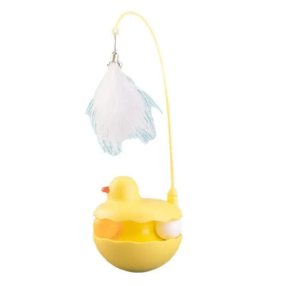 {QTG333} Tumbler Cat Teaser Toy With Removable Feathers & Bells - Self Amusing Kitten Play Wand Easy To Clean And Reassemble
