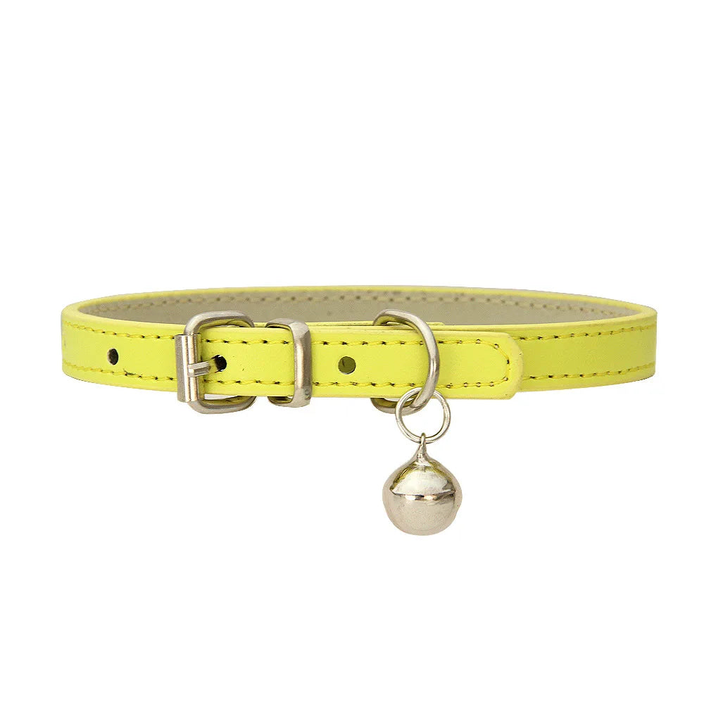 Adjustable PU Leather Cat Collar - Durable, Stylish Pet Collar with Metal Buckle, Soft Padded Design for Small Dogs and cats  -