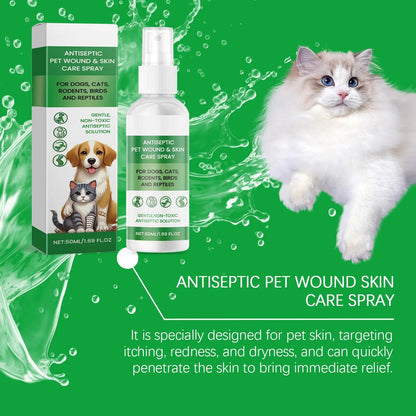 Dog Skin Soothing Spray 50ml Anti Itch Relief Pet Hot Spot Wound Care Moisturizer Cat Puppy Coat Healing Quick Absorb Liquid
