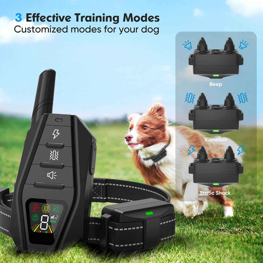 Dog Shock Collar,Training Collar with Remote, 3 Training Modes, Shock, Vibration and Beep, Rechargeable Electric Shock Collar