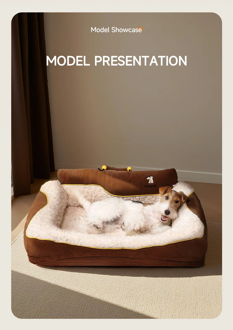 HOOPET 2025 New Large Dog Bed, Winter Warm Washable Pet Bed with Thick Padding & Bolster, Comfort Security Orthopedic Mattress