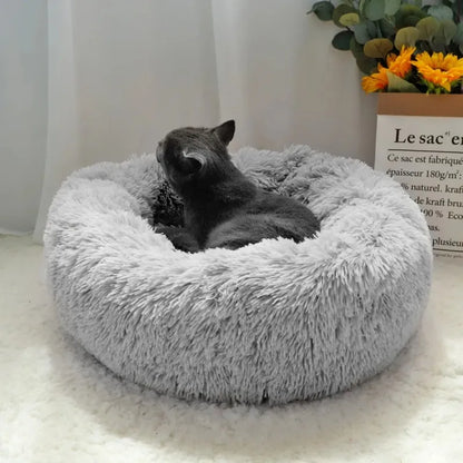 Round Cat Beds House Soft Long Plush Bed For Dogs Basket Pet Products Cushion Cat Bed Cat Mat Sleeping Sofa, Suitable For Winter