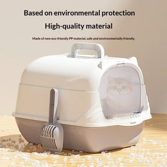 Cleaning Cat Litter Box Large Enclosed Anti Splash UV Sterilization Odor Control Pet Toilet Cat Supplies Cat Litter Catcher