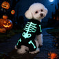 New Adjustable Glow-in-the-Dark Skull Bone Halloween Full Body Jumpsuit for Small Dogs Scary & Funny Trick-or-Treat Pet Outfit