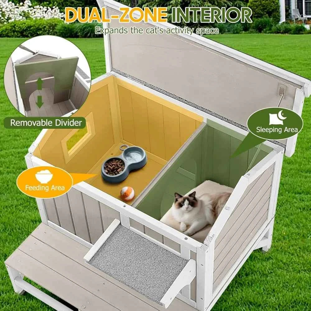 Cat Houses for Outdoor Cats Feral Cat Shelter Wooden Pet House