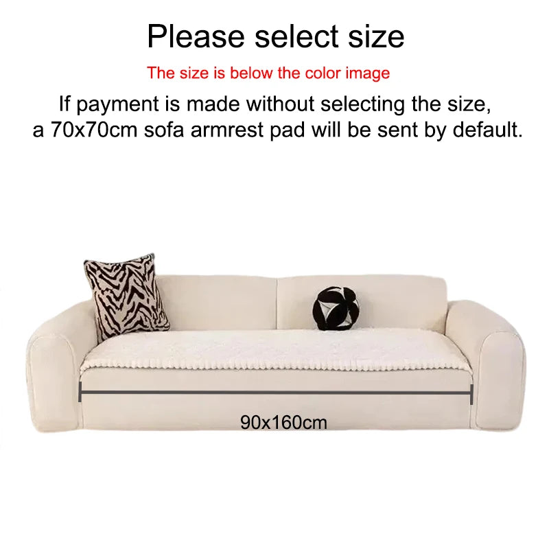 Winter Thick Flannel Sofa Cushion Grid Plush Seat Cover Warm Soft Fluffy Chaise Lounge Mat Couch Protector Living Room