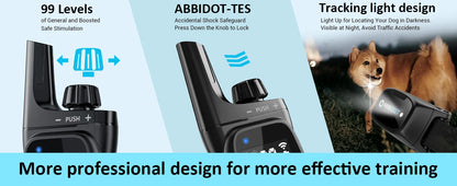 ABBIDOT T50 Dogs Training Electric Shock Collar for Pets 3300ft with LED Light Canine Equipment Supplies Accessories Power Strap