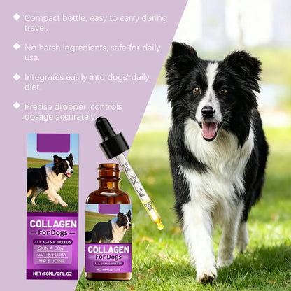 Dog Collagen Absorbable Drops Pet Cleaning & Nutritional Care - Skin Hair Intestinal Joint Health Support Daily Pet Supplement