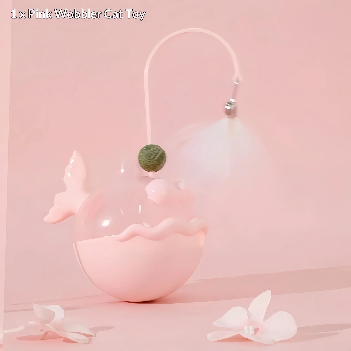 Cat Toys Wobble Treat Dispenser Feather Teaser Wand Catnip Balls Self Play Boredom Buster for Cats Pet Safe