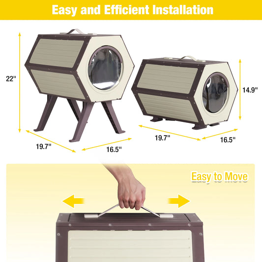 Indoor/Outdoor Heated Cat House with Heated Pad|Durable PP Construction - Pet Suppie