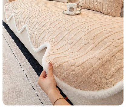 Thicken Plush Sofa Covers Winter Warm Universal Couch Mat Retro Style Anti-slip Sofa Seat Pad Decor for Living Room 방석쿠션