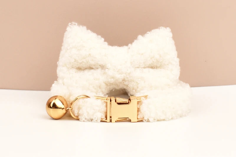 Autumn and winter Teddy fur cat collar bell accessories Kitten neck accessories can be customized laser lettering