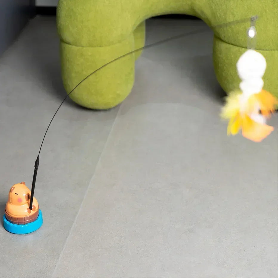 Simulation Capybara Cat Toys Interactive Bird with Bell Cat Stick Toy for Kitten Playing Teaser Wand Toy Pet Cats Supplies