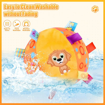 Dog Interactive Sound-Making Ball Toys With Labels, Soft-Filled Puppy Toys, Built-In Bells, Dog Chewing Toys