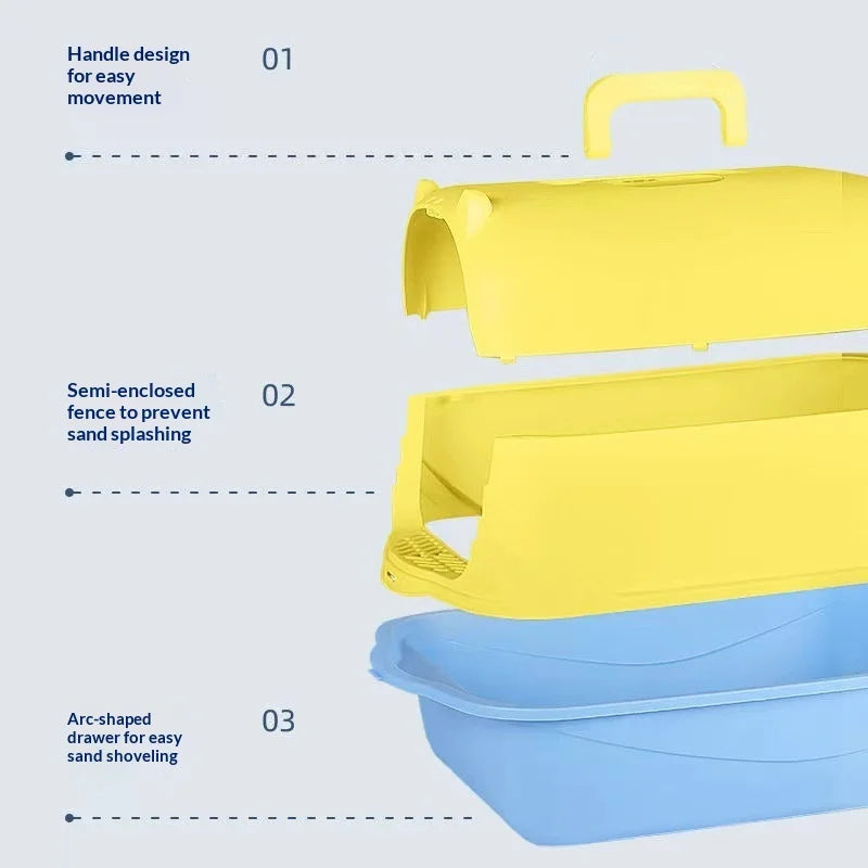 Cleaning Cat Litter Box Large Enclosed Anti Splash UV Sterilization Odor Control Pet Toilet Cat Supplies Cat Litter Catcher