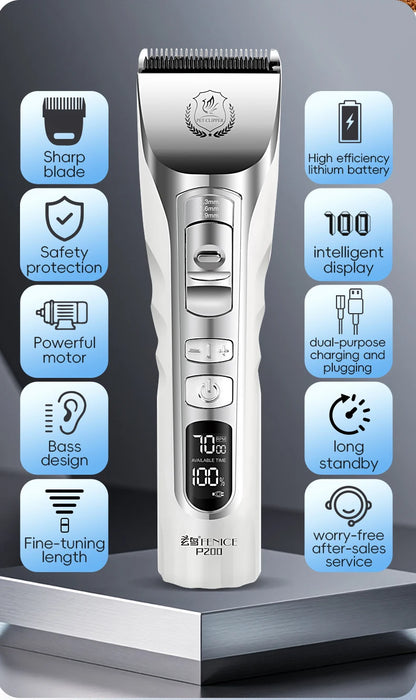 Fenice New Upgrade 5000mA Capacity Cordless LCD Screen Pets Dog Grooming Clippers Rechargeable Haircut Shaver for Trimming Salon