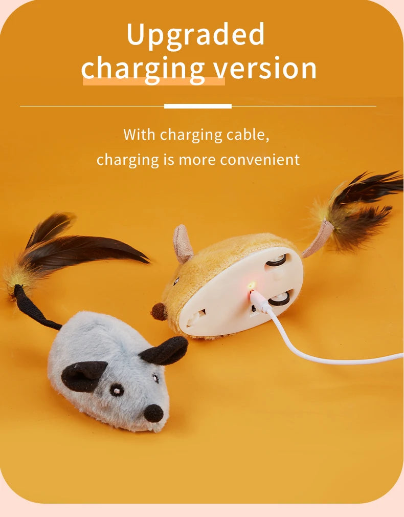 Smart Running Mouse Cat Toy Interactive Random Moving Electric Toys USB charging Simulation Mice Kitten Self-Playing Plush Toys