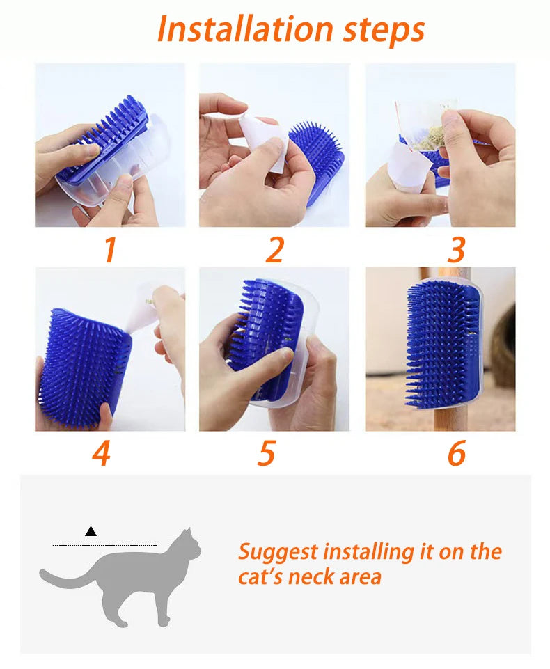 Cat Scratcher Massager Pet Hair Removal Massage Comb Kitten Wall Corner Self Cleaning Rubbing Grooming Brush Cats Accessories