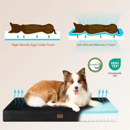 Waterproof Dog Bed Orthopedic 47"x29" Memory Foam Pet Bed for XXLarge Dog Bed Washable Pet Mat with Removable Cover