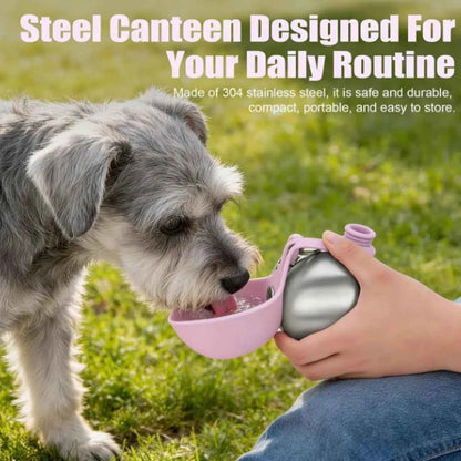 Pet cat and dog water cup cat dog stainless steel kettle outdoor reflowable folding large capacity portable drinking fountain