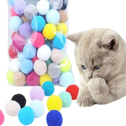 10pcs Plush Ball Cat Toys Colorful Cat Toys Creative Interactive Bouncy Ball Funny Indoor Kitten Balls Chew Toy Cat Supplies