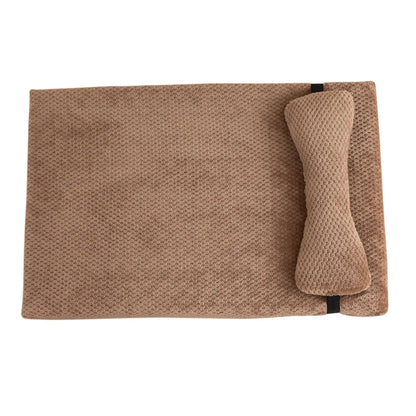 Warm Calming Dog Bed with Pillow Fluffy Plush Dog Mat for Dog with Removable Winter Cover for Large Medium Small Dogs and Cats