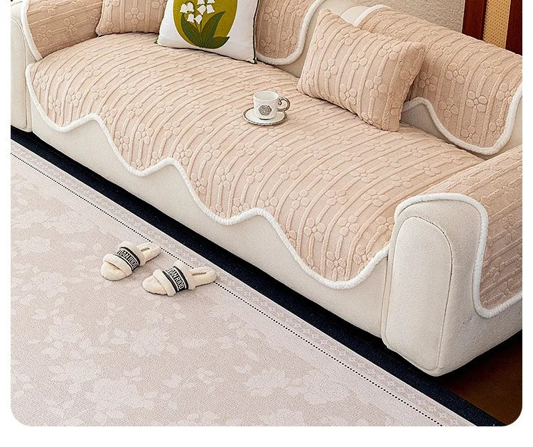 Thicken Plush Sofa Covers Winter Warm Universal Couch Mat Retro Style Anti-slip Sofa Seat Pad Decor for Living Room 방석쿠션