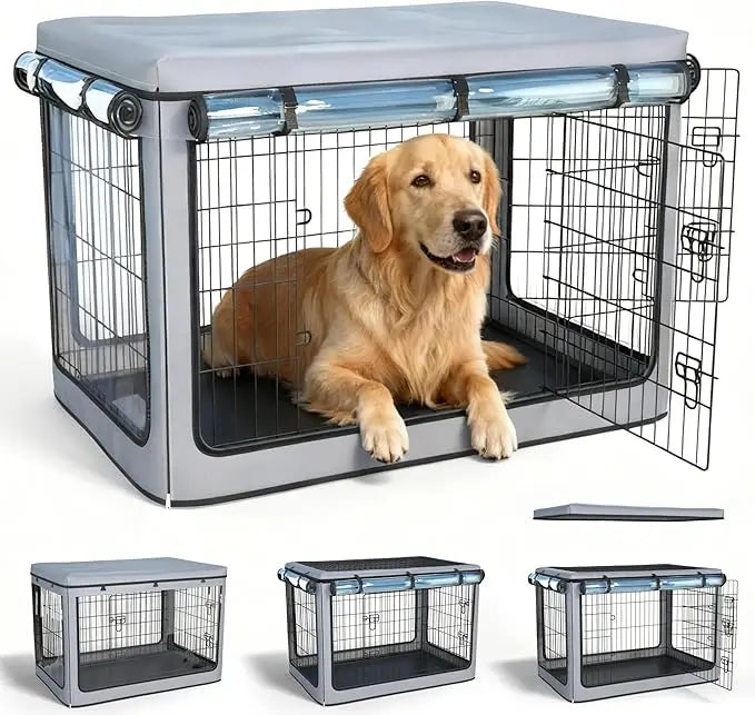Dog Crate Cover (Cover Only) - Heavy-Duty Waterproof Design | Universal Fit for 42-Inch Metal Mesh Dog Crates