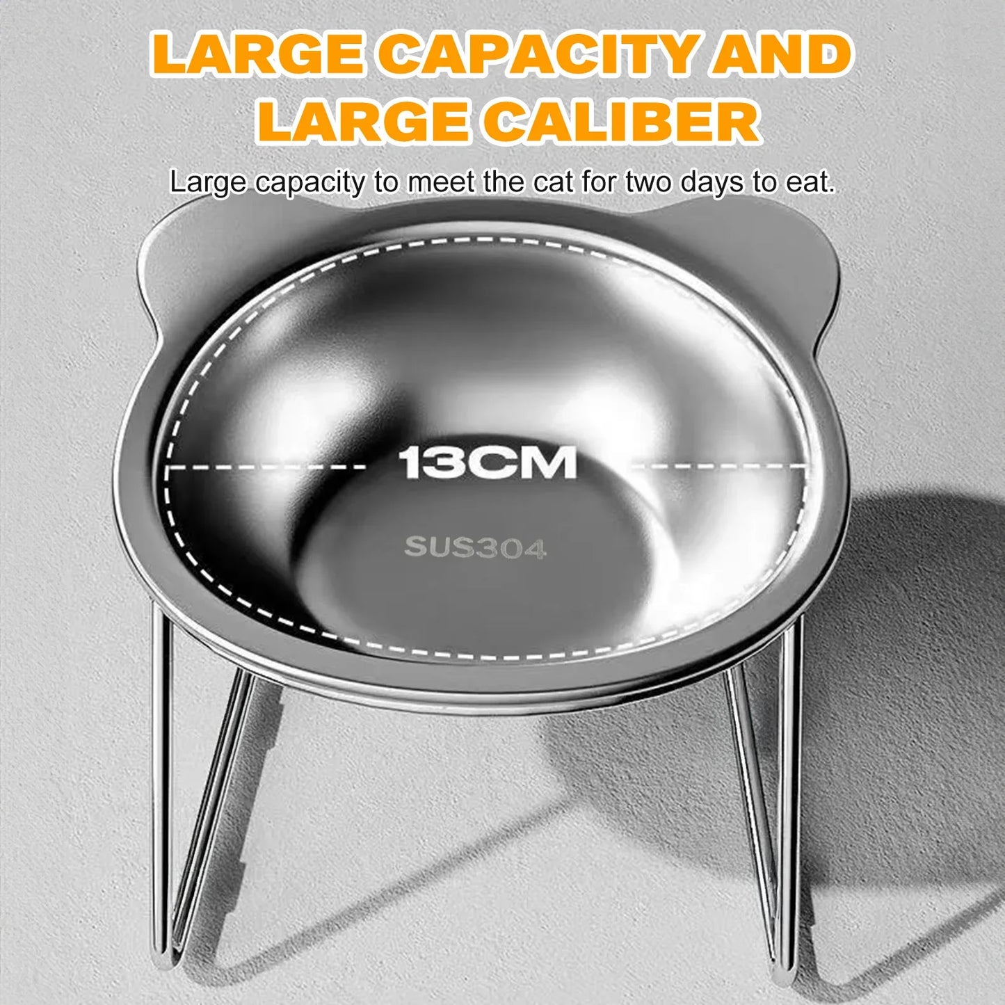 Elevated Cat Bowls for Small Dogs 5.9" Indoor Stainless Steel Raised Cat Bowl for Food Water 15° Titled Anti-Vomiting Dog Dishes