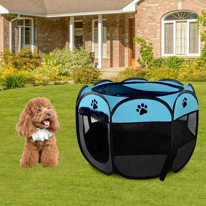 Christmas Gift Dog Playpen, Puppy Pet Cat Playpen Indoor for Small Dogs, Dog Tent Crates Cage Indoor/Outdoor, Portable Pop Up Dog Kennel Playpen with Carrying Case for Dogs/Cats/Rabbits, Removable Zipper Top