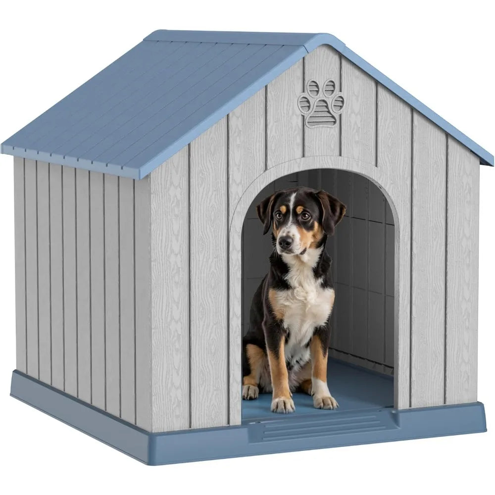 38in Large Outdoor Dog House,Durable Water Resistant Resin Dog House,Doghouse for Small to Large Dogs Indoor or Outside