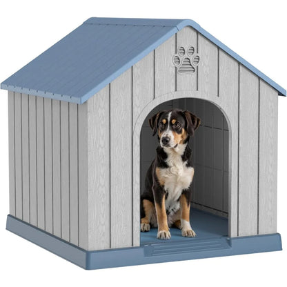 38in Large Outdoor Dog House,Durable Water Resistant Resin Dog House,Doghouse for Small to Large Dogs Indoor or Outside