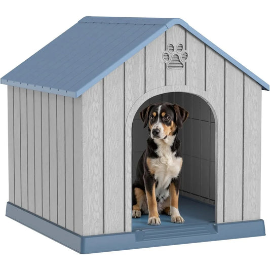 38in Large Outdoor Dog House,Durable Water Resistant Resin Dog House,Doghouse for Small to Large Dogs Indoor or Outside