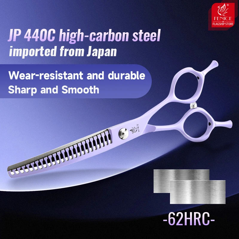 Fenice Dog Beauty Scissors Colorful 6.5/7/7.5 inch JP440C Professional Dog Grooming Scissors Curved Thinner Chunker Shears Tools