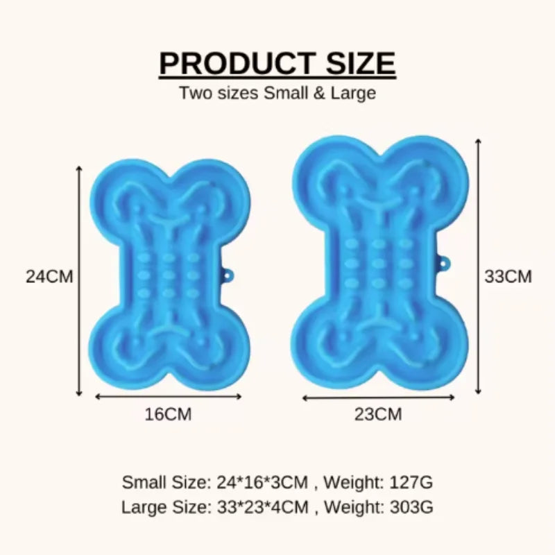 Pet Slow Food Bowl Silicone Bone Shaped Anti-Skid Dog Bowl Cats Feeding Bowls Leakproof Food Feeder Training Dog Slow Food Pet
