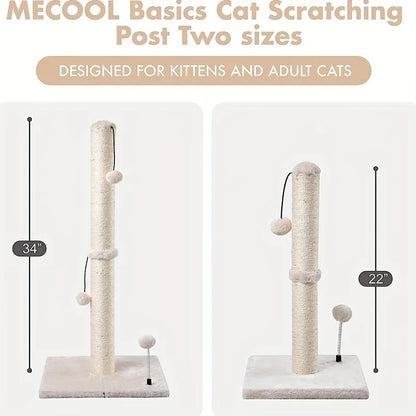 34-inch High Cat Scratching post Premium Basic Cat Scratching Indoor Sisal Scratching Post Tree Strap Hanging Ball for Adult Cat